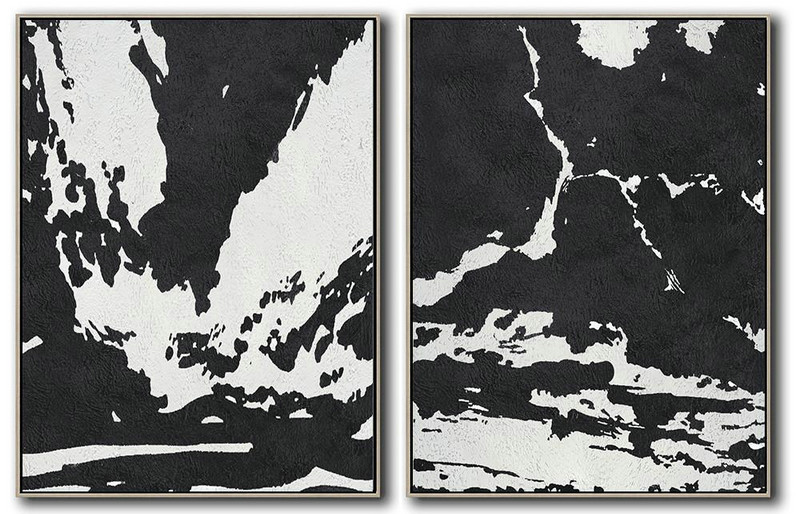 Abstract Painting Extra Large Canvas Art,Set Of 2 Minimal Painting On Canvas - Hand Painted Acrylic Painting